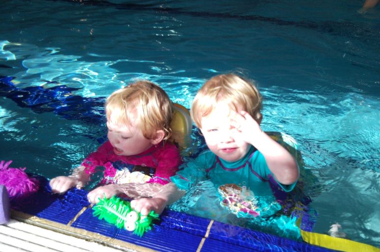 Wet and off to swimming lessons