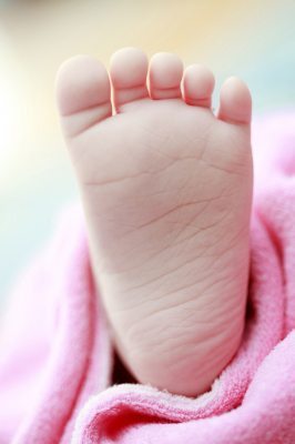 Cute little foot of new born baby