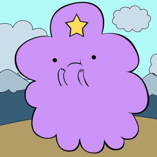Lumpy Space Princess. Now you see what I mean about the odd shape. Of course the twins want a cake like this! I hope I can pull it off.