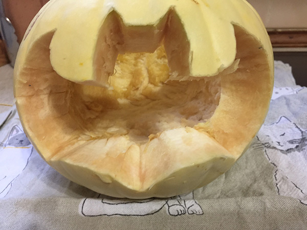 Our ghost pumpkin bat. I think it looks amazing. Using the stencils really helped get the right shapes for the bats wings and ears. What do you think?