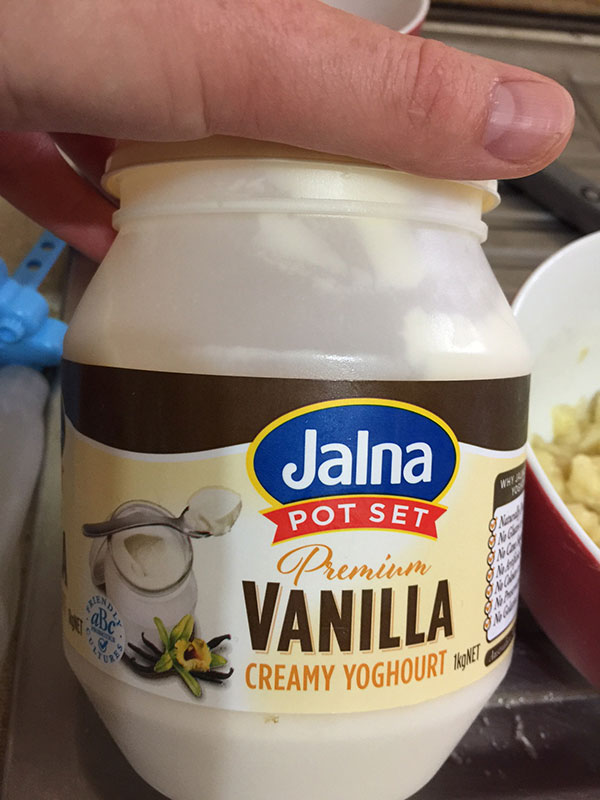 This is the yoghurt that I added to the banana mixture. I just love this Jalna yoghurt. It is so yummy and creamy.