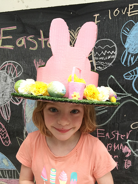 Julia being cheeky with her stylish Easter Hat. 