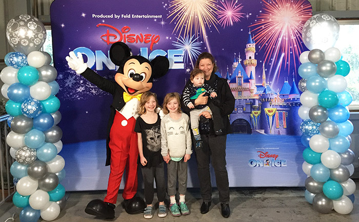 Mickey Mouse was very nice and the kids loved him. Alexander was very tired due to not feeling the best. Also it was a huge day out for all of us. 