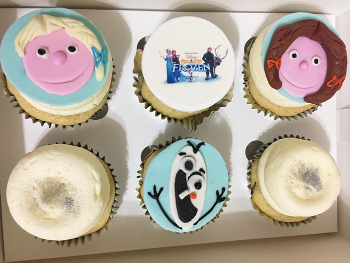 The most amazing Frozen decorated cupcakes. They are from Black Velvet in Sydney.
