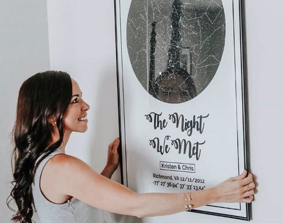 This is Kristen's poster of the night she met her hubby. Photo from Modern Map Art Website, courtesy from Kristen's Insta feed - @lovely.as.a.mother 