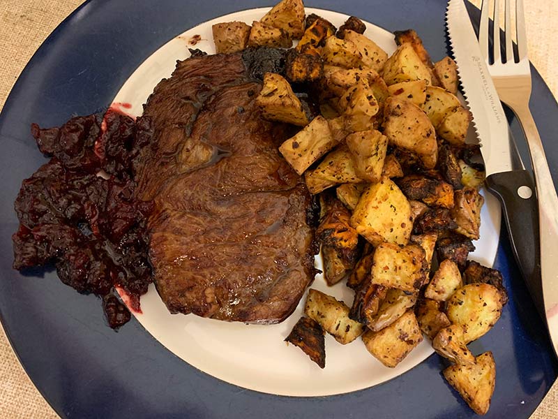 I served the Steak and Vegetables with homemade Beetroot and Orange Spiced Chutney.